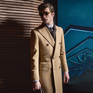 經典駝色雙排扣雙面羊毛大衣
