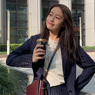 女士藍色豎紋正裝定制