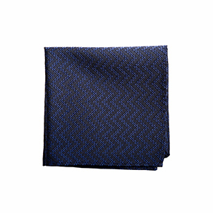 深藍色菱紋商務口袋方巾