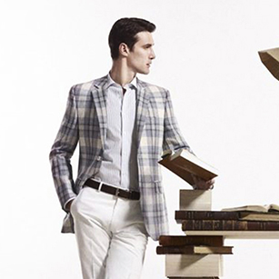 米白色時(shí)尚格紋奢華單西