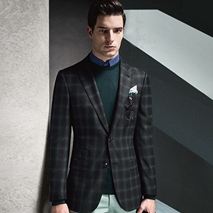 墨綠色格紋輕奢休閑單西