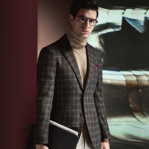 灰色時尚格紋輕奢休閑單西