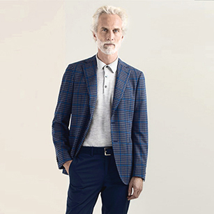 世家寶Scabal灰藍(lán)色格紋休閑單西