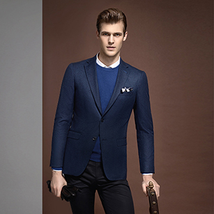 深藍色窗格紋時尚單西